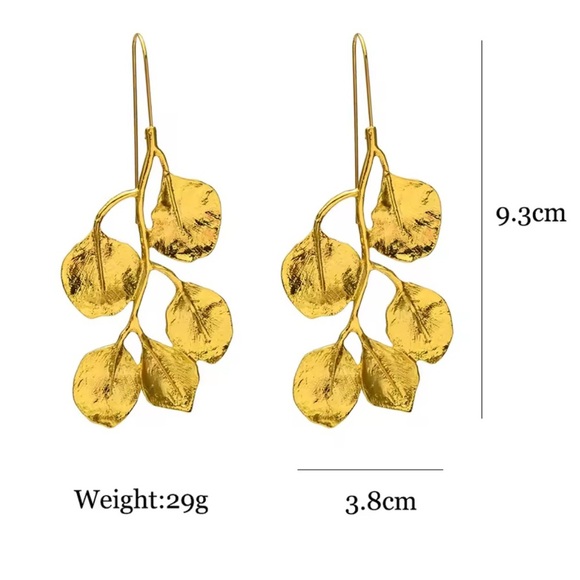 Zara unique Gold Leaf Drop Earrings - Picture 5 of 6